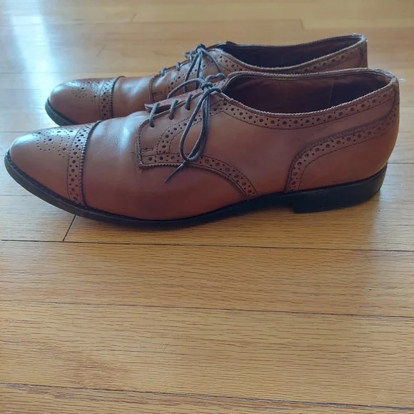 EUC Mens Allen Edmonds Leather Shoes Sanford British Tan Lace Up Size 13 E - Picture 5 of 13